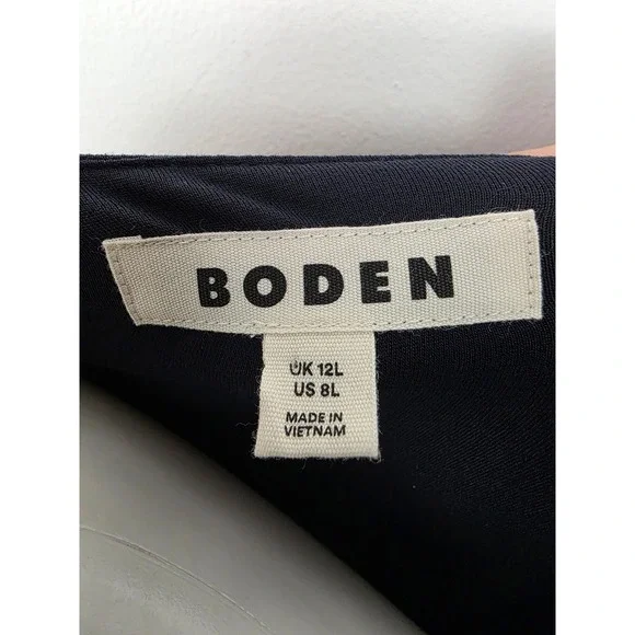 Boden Paloma Jersey Maxi Dress Navy Blue V Neck Smocked Waist Sleeveless Size 8L - Picture 6 of 7